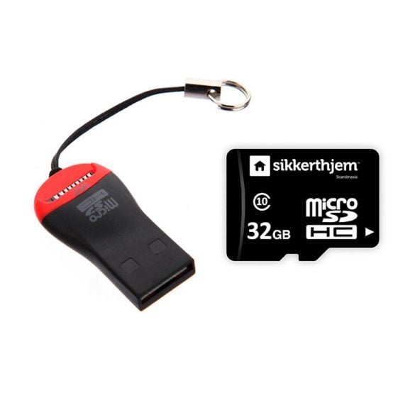 Övervakning &amp; Säkerhet Sikkerthjem 32GB microSD Klass 10 + USB-ad Vit 115114